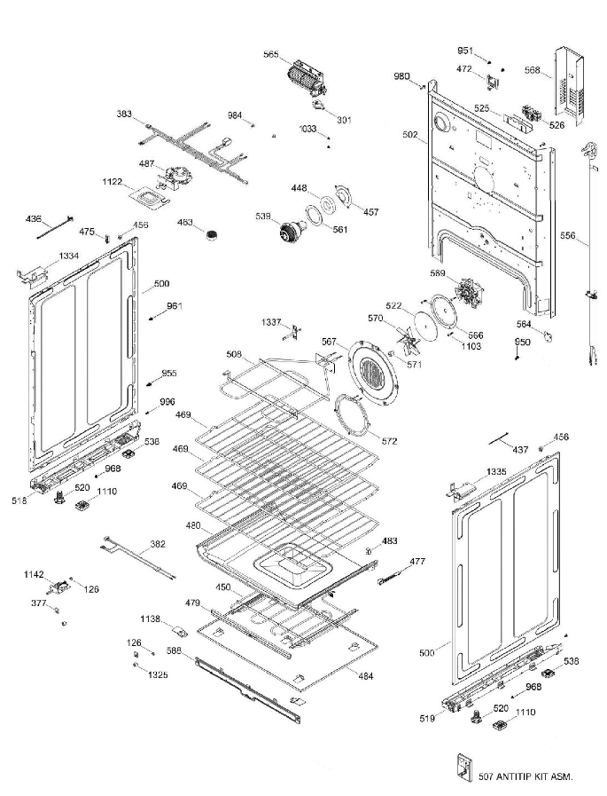 GE WS01F11429 Broil Unit Replacement Part - #508 on diagram