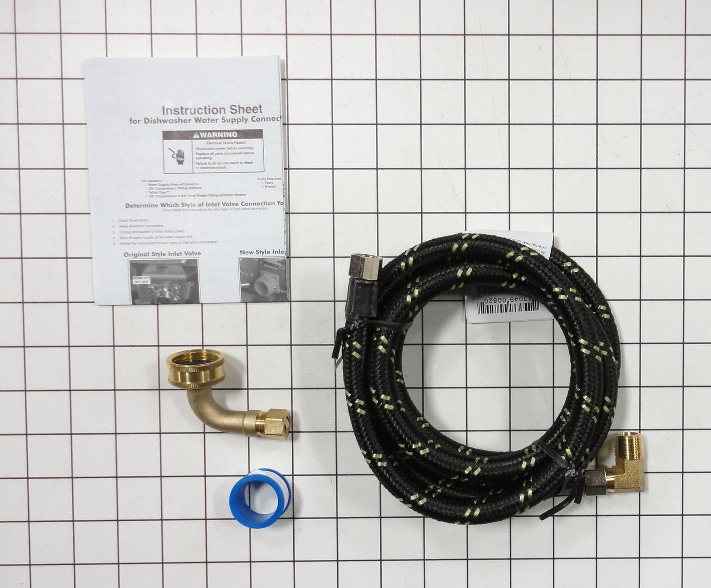 Whirlpool W10278636RC 6 FT BRAIDED HOSE W 3/8 & 3/-1