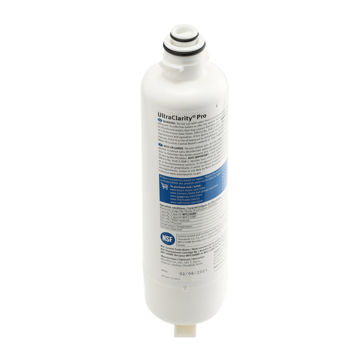 11032531 Bosch Refrigerator UltraClarityPro™ Water Filter, BORPLFTR55, REPLFLTR55-2