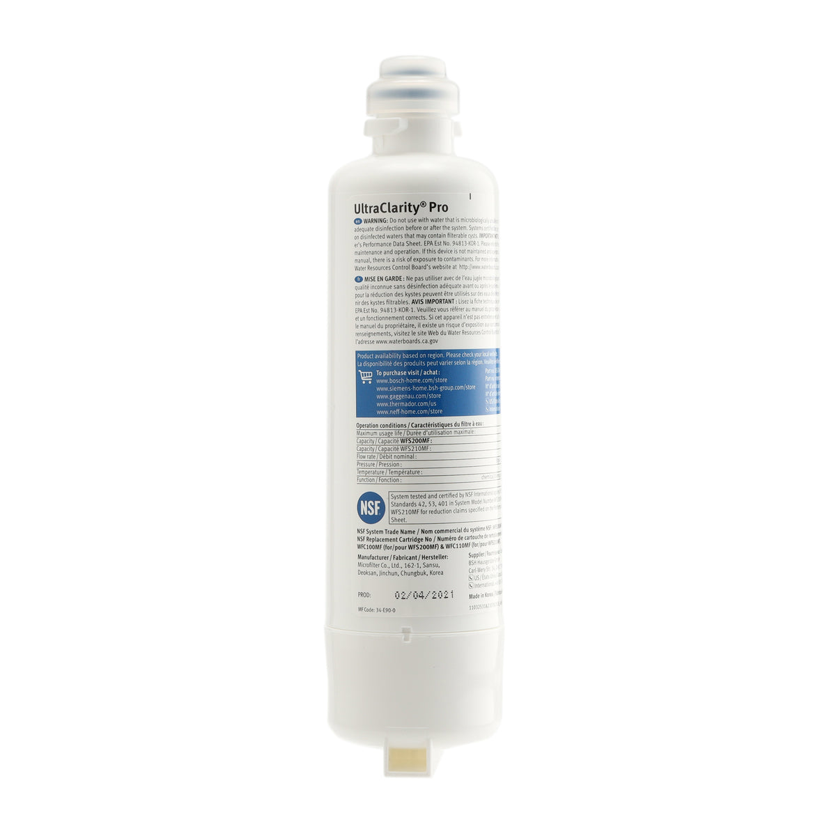 11032531 Bosch Refrigerator UltraClarityPro™ Water Filter, BORPLFTR55, REPLFLTR55-3