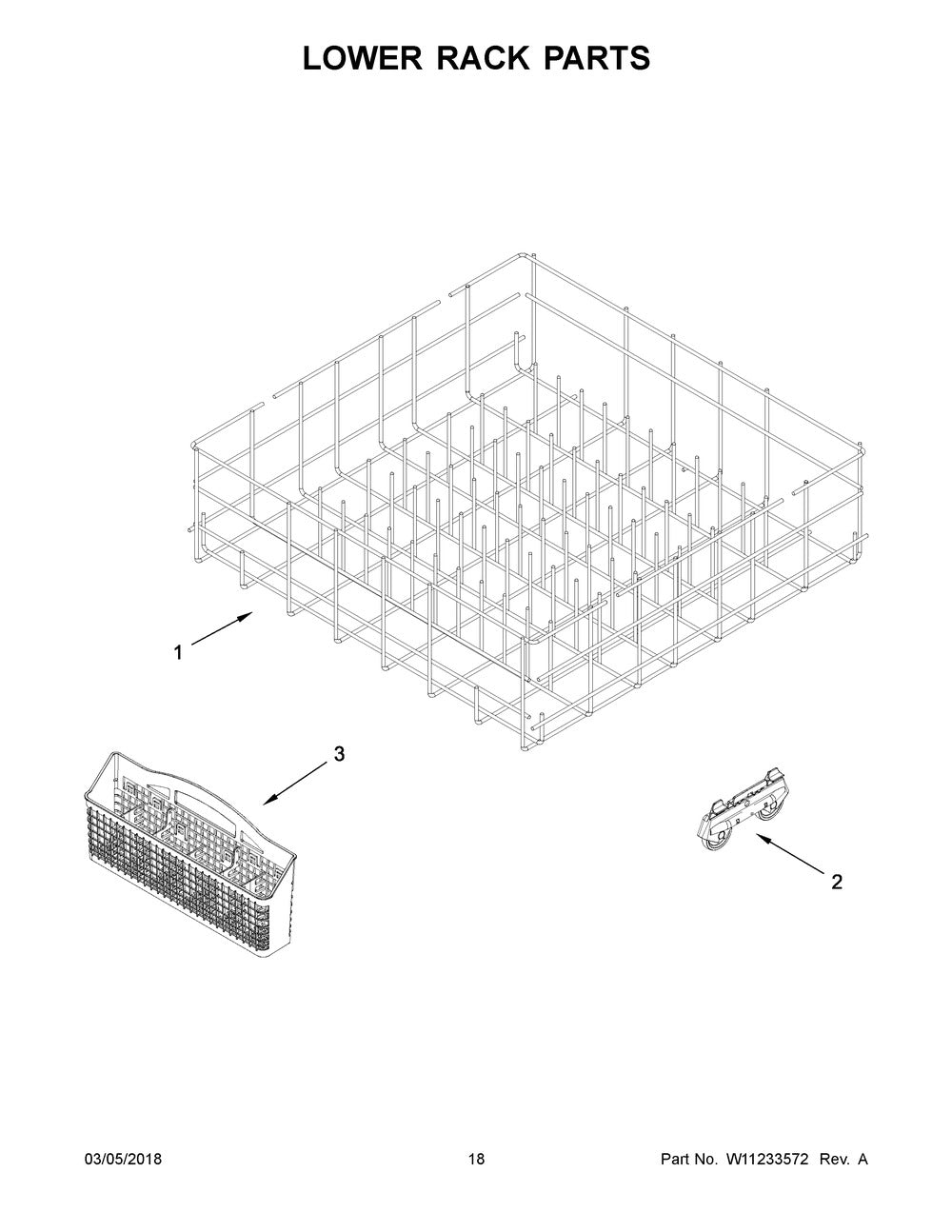 Whirlpool Lower Dishwasher Rack Replacement Part# W11783703