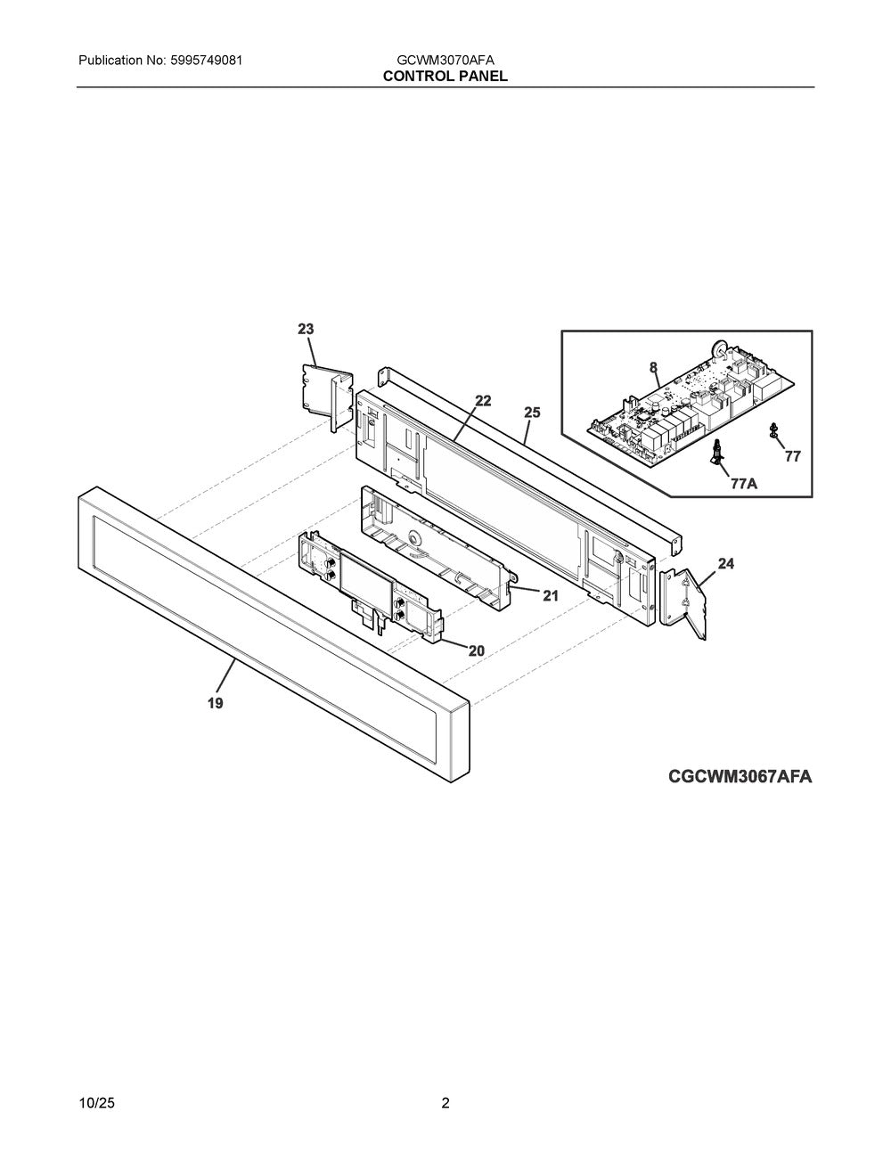 Frigidaire 5304530380 Steel Oven Range Control Panel Assembly
