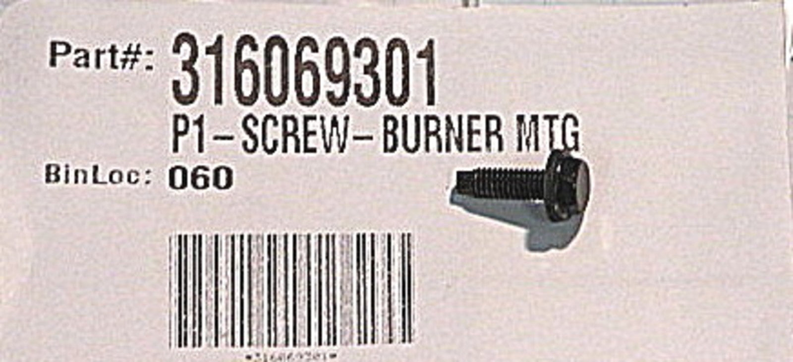 Frigidaire 316069301 SCREW, BLACK BURNER MOUNTI-1