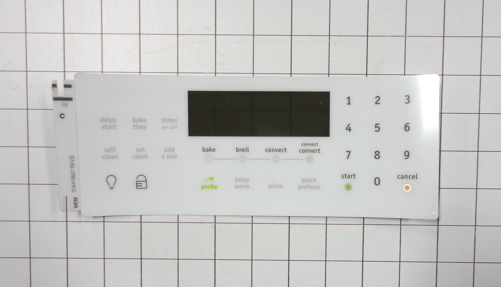 Frigidaire 316419827 OVERLAY,CLOCK,WHITE,ES540-1
