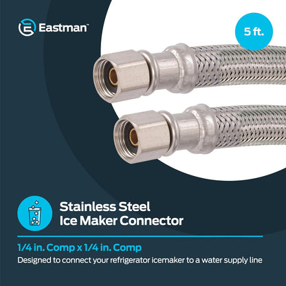 41033 Stainless Steel Icemaker Hose, 1/4COMP X 1/4COMP, 60-2