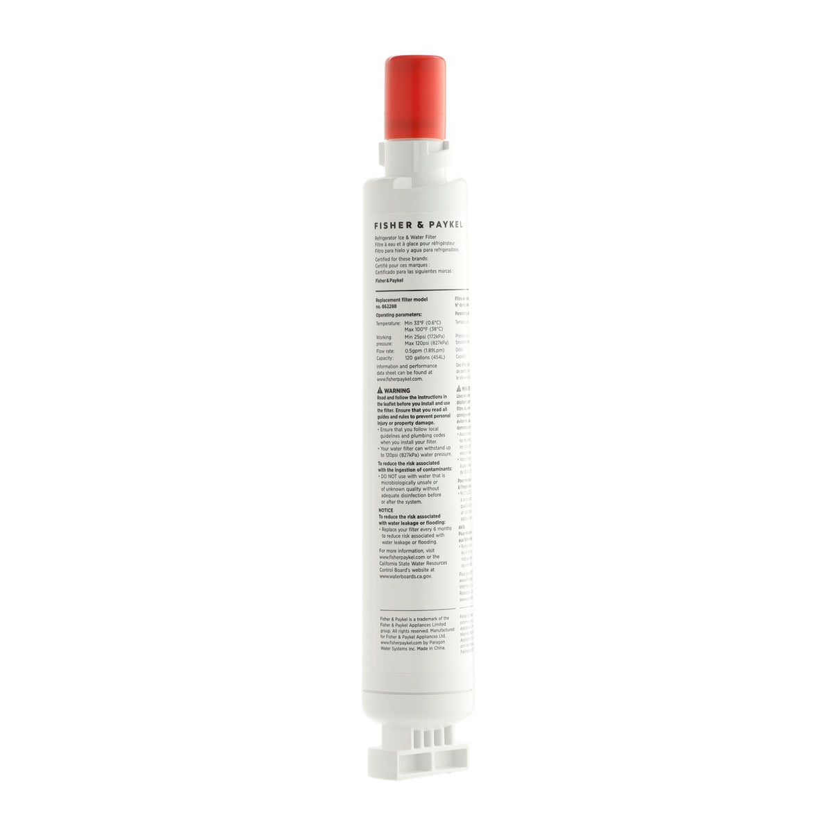 DCS 862288 Fisher & Paykel Refrigerator Water Filter WP FWC1-3