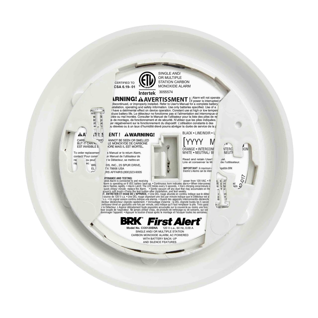 First Alert CO5120BNA Hardwired Carbon Monoxide Alarm