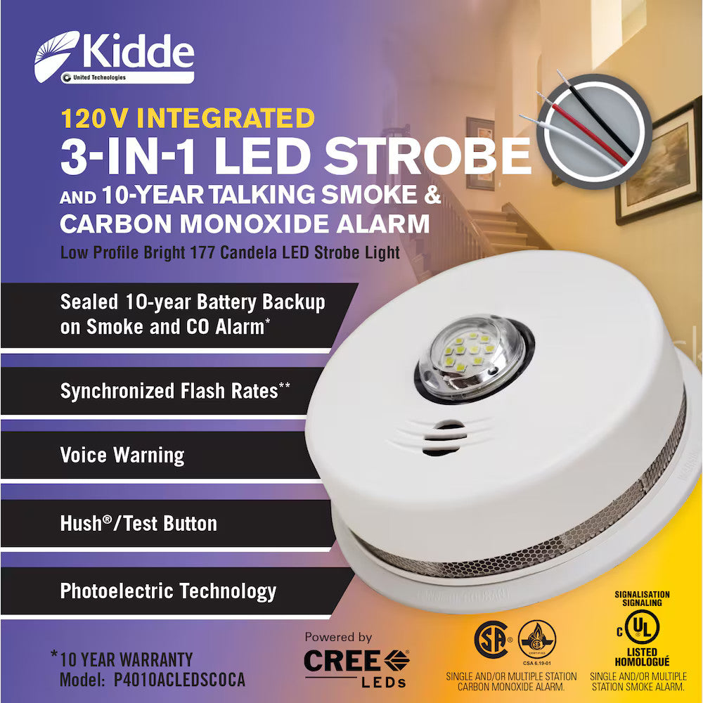 Kidde P4010ACLEDSCOCA Combination Smoke & Carbon Monoxide Alarm