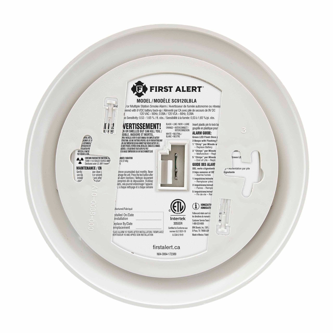 First Alert SC9120LBLA Hardwired Combination Smoke & Carbon Monoxide Alarm