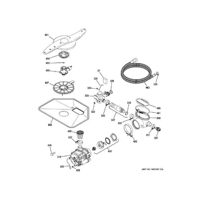 GE WG04A01023 Dishwasher Low Spray Arm Bearing Diagram